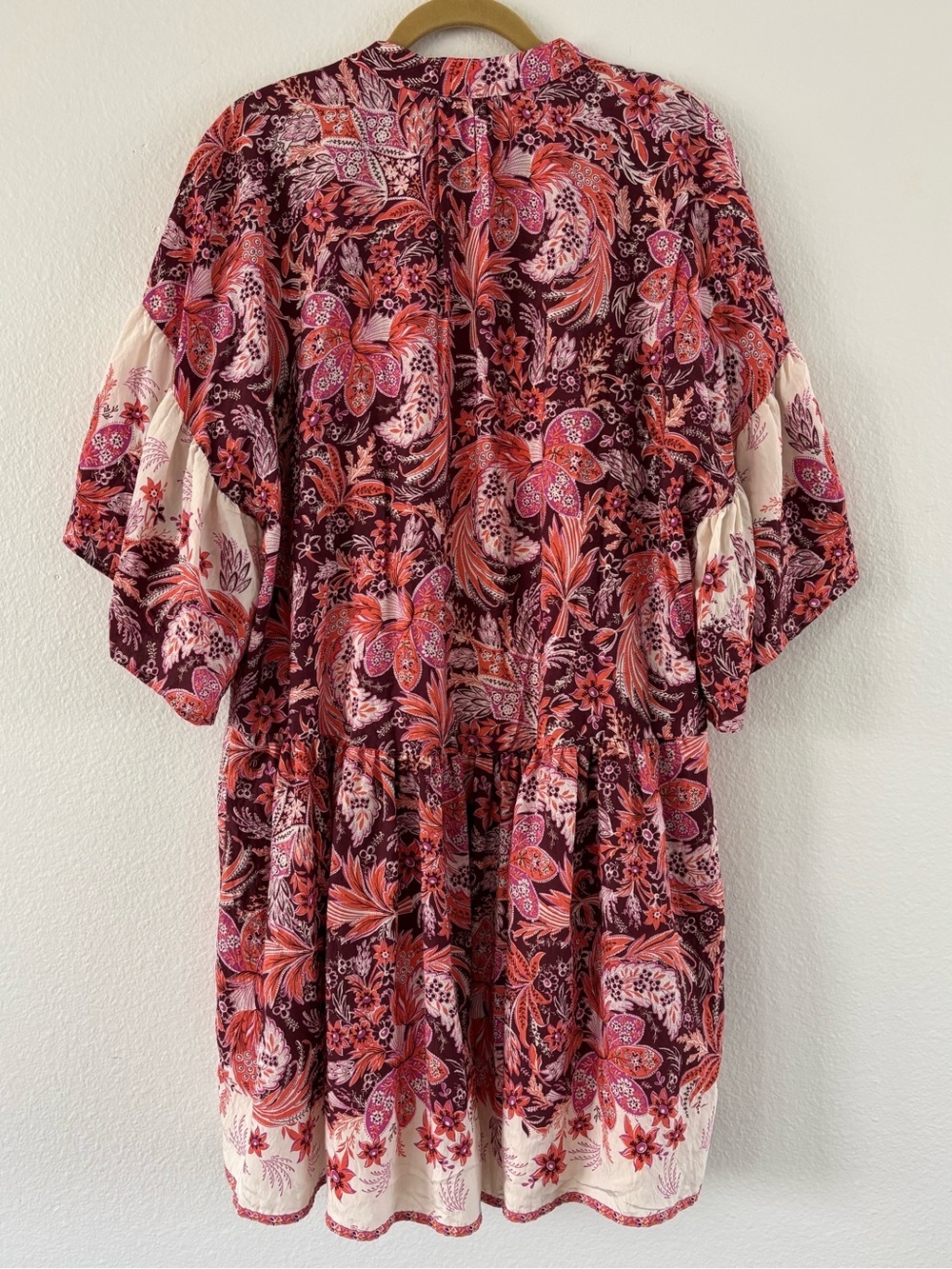 Anthropologie Janelle Floral Button Front Mini Tunic Dress Pink Combo XL - Picture 12 of 13